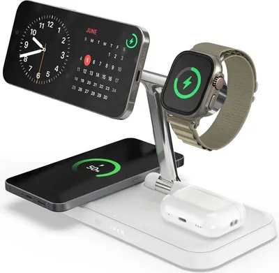 Produktbild von Targus HyperJuice Next - Kabelloses Ladegerät - 4-in-1 + AC-Netzteil - 15 Watt - 3 A - Fast Charge - 4 Ausgabeanschlussstellen - weiß
