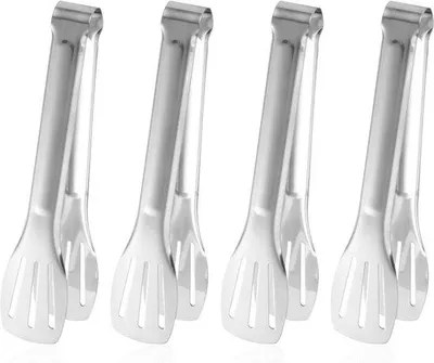 Produktbild von Famanu Set von 4 Edelstahl-Zangen für Küchengeräte und Kochzubehör - 18,5 x 3,9 cm