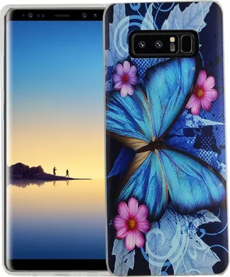 Produktbild von Handy Hülle für Samsung Galaxy Note 8 Cover Case Schutz Tasche Motiv Slim Silikon TPU Blauer Schmetterling