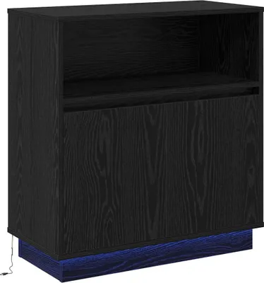 Zdjęcie produktu dla Komoda LED Czarny Dąb 71 x 34,5 x 75 cm Materiał drewnopochodny