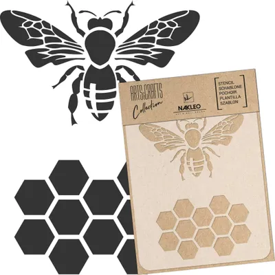 Produktbild von Malschablone für Handwerk A4 21x30cm, Bienen Honigwabe Geometrisch Muster, Wiederverwendbare Kunststoff DIY & Scrapbooking Zeichenschablone