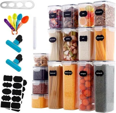 Produktbild von Luftdichte Lebensmittelbehälter - Set aus 16 Stücken mit Mueslidozen - BPA-frei - ideal für trockene Getreideprodukte.