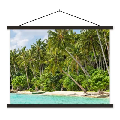 Produktbild von MuchoWow® Textilposter Palme - Meer - Tropisch 60x45 cm mit schwarzem Rahmen - Poster Schlafzimmer