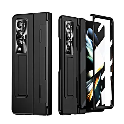Obrázek produktu pro Pouzdro pro Samsung Galaxy Z Fold 4 5G, galvanizované ochranné pouzdro se stojánkem, s ochranou displeje a objektivu černé