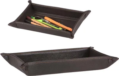 Produktbild von Sonnenleder Ablageschale Leder 27x16cm Taschenleerer Schale Lederschale Stiftschale mocca braun Vide Poche Querformat