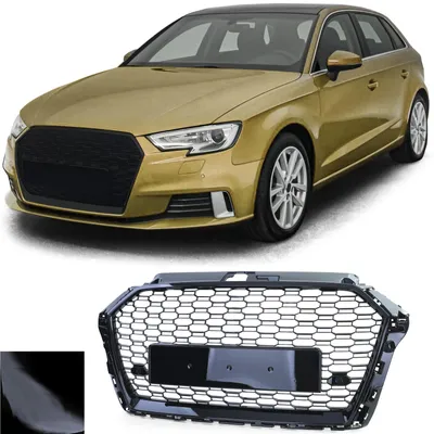 Kühlergrill Sportgrill Waben Schwarz Glanz für Audi A3 8V ab 2016-2020 ohne ACC – Produktansicht