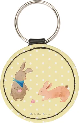 Produktbild von Mr. & Mrs. Panda schlüsselbund anhänger Hasen Muschel - Gelb Pastell - Geschenk, Urlaub, Taschenanhänger, Taschenbaumler, schlüsselring, mini schlüsselanhänger, Muscheln
