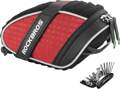 Productafbeelding van ROCKBROS Fietsmultitool 16-in-1 met zadeltas van 1 liter, fietsonderhoudsset, waterdicht, rood