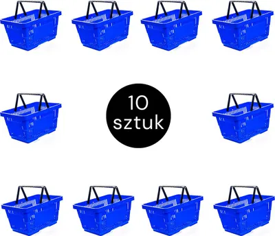 Image de Panier à provisions H-22 cm L-30 cm P-43 cm Capacité 22 L bleu (lot de 10) N