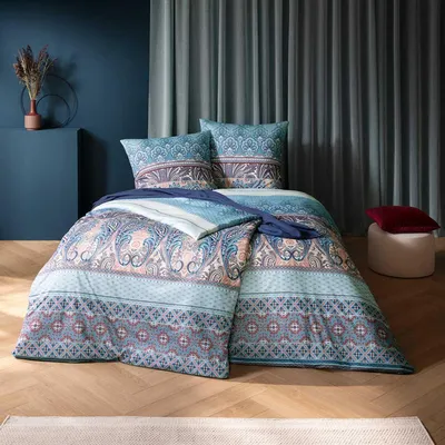 Produktbild von Estella Mako Jersey Bettwäsche 135x200 Carmen bleu Paisley Oriental 6548-630