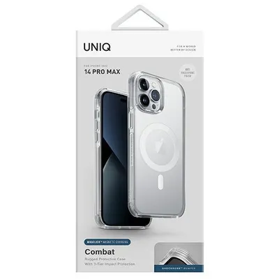 Imagen del producto de Funda Uniq Combat Magclick para carga inalámbrica de iPhone 14 Pro Max - Transparente