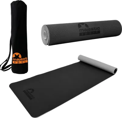 Obrázek produktu pro MAJESTIC SPORT Podložka na cvičení Majestic Yoga 183 x 61 x 0,6 cm - lehká odolná voděodolná protiskluzová šedá