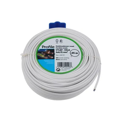 Zdjęcie produktu dla Universeel - Kabel Vtlbp 2X0.75 - Weiss - 25M Blister - 790410412