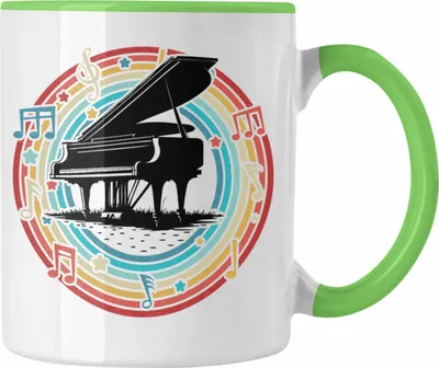 Produktbild von Trendation - Piano-Spieler Tasse Geschenk Klavier Kaffee-Becher Geschenkidee Flügel Musiker (Grün)