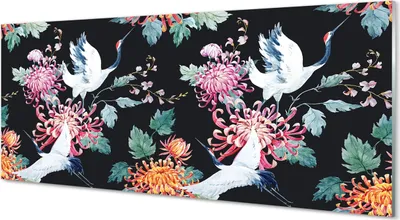 Produktbild von Glasbilder 125x50 Wandkunst Vögel mit Blumen
