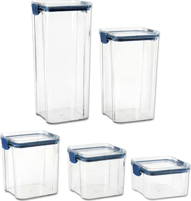 Produktbild von Schramm® 5 Stück Vorratsdosen Frischhaltedosen BPA frei Set 5 Größen in 3 Farben wählbar Kunststoff Gewürzdosen luftdicht Aufbewahrungsdosen, Farbe:blau