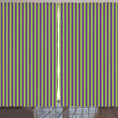 Produktbild von ARANDE Pop-Art Gardine, Vintage Retro 50er Jahre Stil Mutige Streifen lebendige ungewöhnliche Farben Bild, 280 x 260 cm, Königsblau Lindgrün