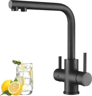 Immagine prodotto di Rubinetto miscelatore girevole a 360° per filtri dell'acqua e acqua potabile, nero opaco
