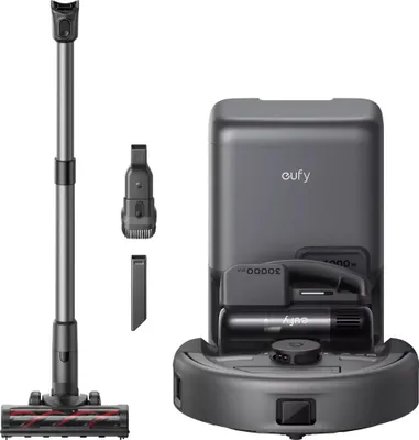 Image de Robot aspirateur eufy E20 3-en-1, 8 000 Pa, station de vidage automatique, système de filtration à 5 niveaux, noir