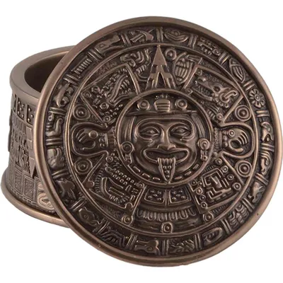 Produktbild von Box Azteken Sonnenkalender mit Deckel, bronziert