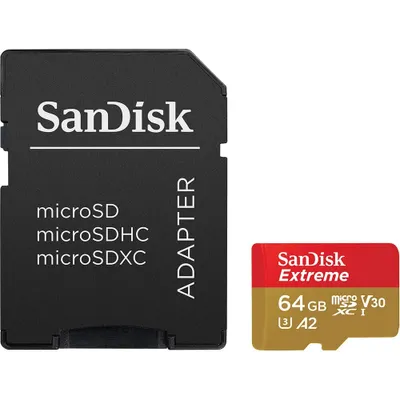 Obrázek produktu pro SanDisk Extreme, 64 GB, MicroSDXC, Třída 10, UHS-I, 170 MB/s, 80 MB/s