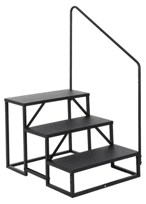 Produktbild von Camping-Treppe für Wohnmobil/Wohnwagen - 3 Stufen - Mit einseitigem Handlauf - Tragbar - Kohlenstoffstahl