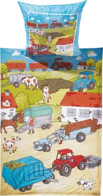 Produktbild von Erwin Müller Kinder-Bettwäsche Bauernhof" bunt 1x 135x200 cm + 1x 80x80 cm"