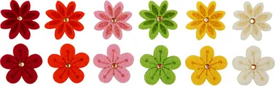 Immagine prodotto di Fiori di feltro con strass, 30 mm, 12 assortiti.