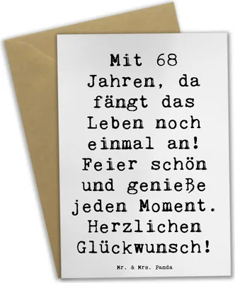 Produktbild von Mr. & Mrs. Panda Glückwunschkarte Spruch 68. Geburtstag Freude - Weiß - Geschenk, einladungskarten, besondere Anlässe, glückwunschkarten, weihnachtskarten, Grußkarten