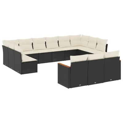 Produktbild von vidaXL 13-tlg. Garten-Sofagarnitur mit Kissen Schwarz Poly Rattan