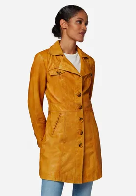 Produktbild von Damen Ledermantel Kurzmantel Ricano LUCY Nappa – Gelb / L