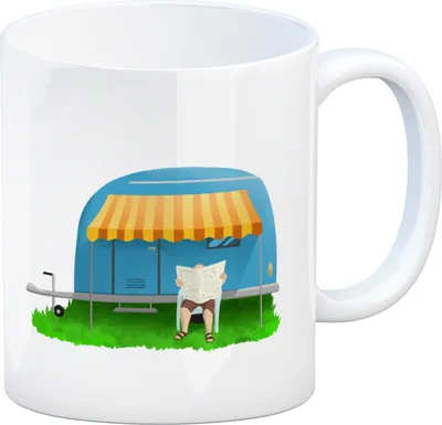Produktbild von Ich bin Rentner Campen ist mein Beruf Kaffeebecher mit Wohnwagen
