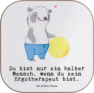 Produktbild von Mr. & Mrs. Panda Untersetzer Tasse Ergotherapeut Herz - Weiß - Geschenk, Ausbildung, Coaster, Glas, Beruf, gläseruntersetzer, für Gläser, Tassenuntersetzer, Lustig