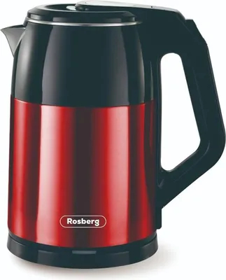 Obrázek produktu pro Dvoustěnná rychlovarná konvice Rosberg R51230S, 1500 W, 1,8 l, nerezová ocel, automatické vypnutí, červená/černá