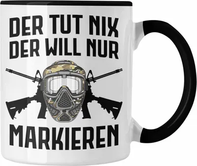 Produktbild von Trendation - Paintball Tasse Geschenk Männer Der Tut Nix Paintballspieler Geschenkidee Lustig (Schwarz)