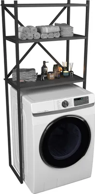 Image de Armoire de surconstruction en métal | Machine à laver | Dimensions: H. 160 x W. 66 x D. 34 cm | 3 étagères en bois - Insasi