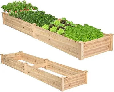 Produktbild von Famanu Hochbeet mit 2 Pflanzkästen und Trennwänden - Gartenbeet für Blumen, Gemüse und Obst (240 x 60 x 25 cm)