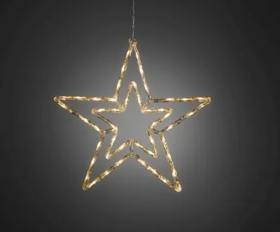Produktbild von Konstsmide LED Acryl Stern, mit 8 Funktionen, Steuergerät und Memoryfunktion, 48 warm weiße Dioden, 24V Außentrafo, transparentes Kabel - 4471-103
