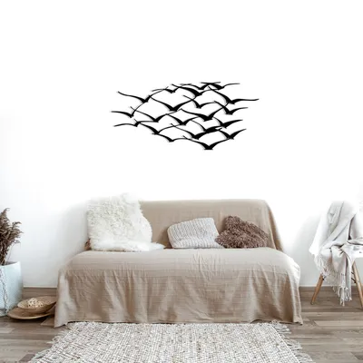 Produktbild von Wallity, Herd Of Birds, Wanddeko, Schwarz, Metall, 120 x 55 cm