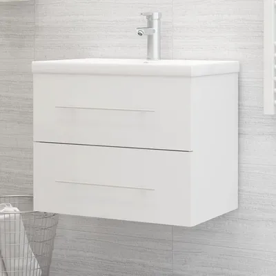 Image de Meuble sous vasque - Meuble de salle de bain - Rangement pour salle de bain - Avec tiroir - 60 x 385 x 48 cm - Blanc