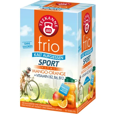 Zdjęcie produktu dla Teekanne frio Sport Vital Mango Orange aromatyzowana herbata owocowa 45g