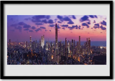 Produktbild von Bild 100x70 MDF-Rahmen Wandkunst Stadt-Wolkenkratzer
