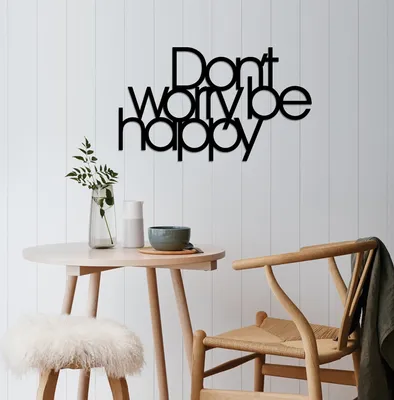 Zdjęcie produktu dla Wallity, Dont Worry Be Happy - Black, dekoracja ścienna, czarny, metal, 50 x 30 cm