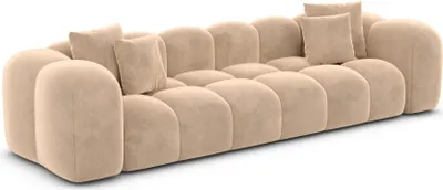 Produktbild von Samtstoff 4-Sitzer Couch Valora Beige