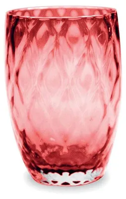 Tumbler Wasserglas rot, mundgeblasen, Rautenmuster, 6er Set