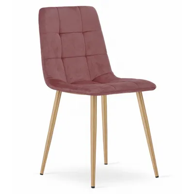 Image de Chaise de salle à manger Chaise de salon avec assise en velours et pieds couleur bois, charge maximale 120 kg - assise en velours rose