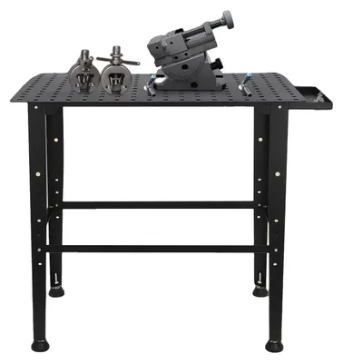 Produktbild von Schweißarbeitsbank, 600 kg Tragfähigkeit, 3 mm dicke Plattform, höhenverstellbar von 28 bis 58 cm, Oberfläche mit Positionierungsbohrungen, langlebiges Kohlenstoffstahlmaterial