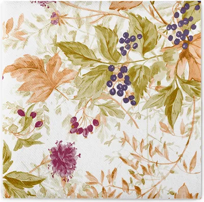 Produktbild von Airlaid Serviette Erika 40 x 40 cm, 50 Stück - Mank - Herbstdesign Beeren Floral