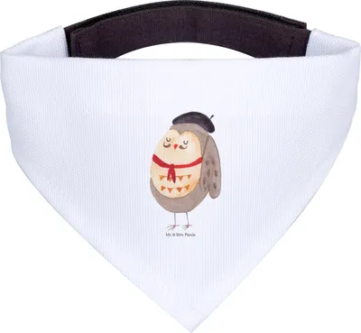 Produktbild von Mr. & Mrs. Panda Hundehalstuch S Eule Frankreich - Weiß - Geschenk, Hibou, Tuch, glücklich, Halstuch Für Hunde, Eulen, Bandana