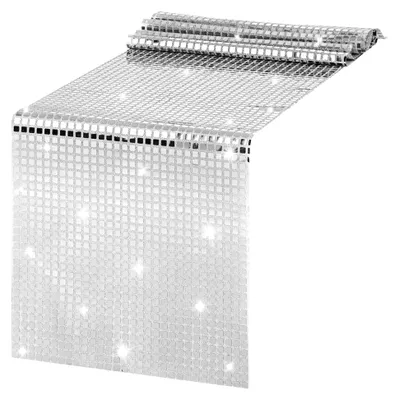 Produktbild von Glitzernder Tischläufer für Disco-Partys in Silber, 30 x 180 cm